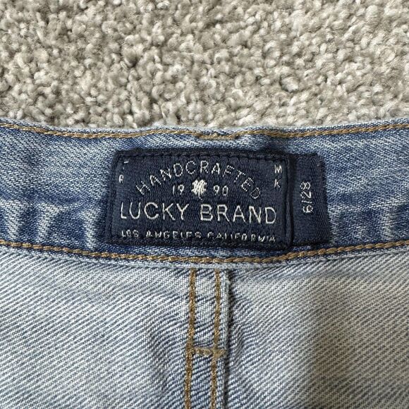 Lucky Brand The Cut Off Shorts Womens 6/28 Light Wash Denim Distressed Lace - Picture 5 of 12